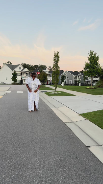 White African Damask Brocade Maxi Dress: Bubu Buga Style