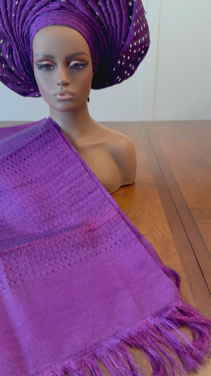 Traditional African Bridal Headgear/Head Tie Aso-Oke/Kente Auto Gele 2p Set Gele and Ipele