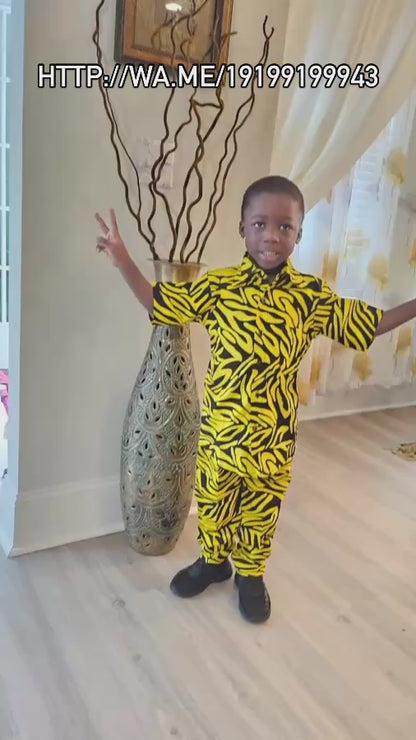 African Ankara Print  Boys Afro  2p Pant Set