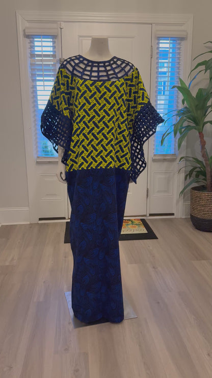 African Ankara Wax Print Basket Sleeve Dress