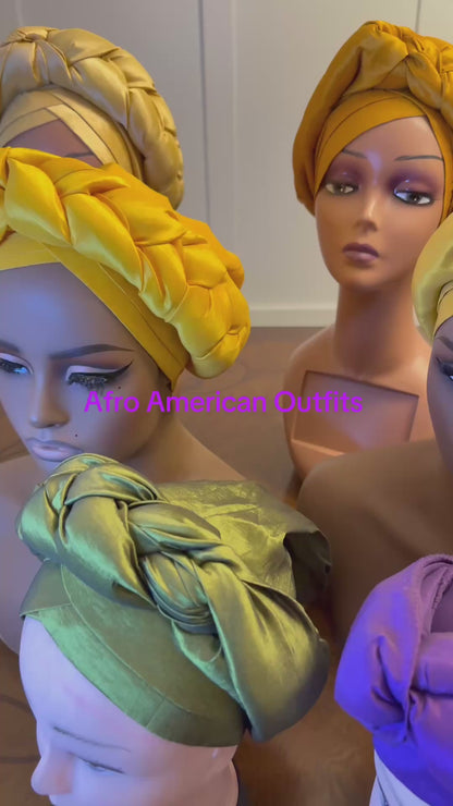 African Double Patterned Afro Abeke Turban/Hat/Cap