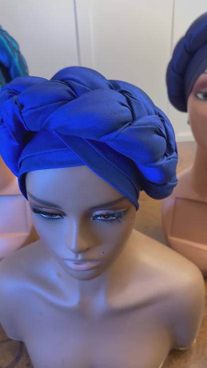 African Double Patterned Afro Abeke Turban/Hat/Cap