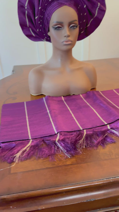 Traditional African Bridal Headgear/Head Tie Aso-Oke/Kente Auto Gele 2p Set Gele and Ipele