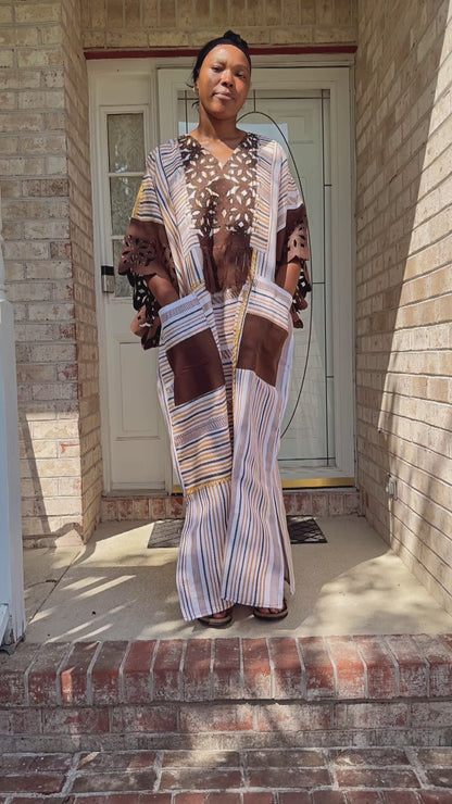 Special African Traditional Woven Aso-Oke/Kente Boubou Maxi Dress