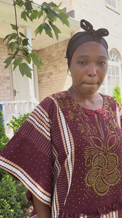 Special African Traditional Woven Aso-Oke/Kente Bubu Maxi Dress