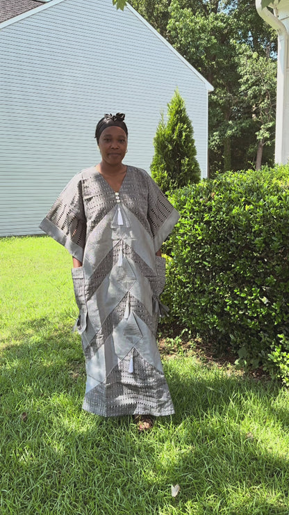 Special African Traditional Woven Aso-Oke/Kente Bubu Maxi Dress