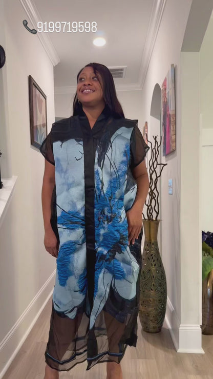 Luxury African Modern European Organza Brocade Bubu/Boubou Maxi Dress with Inner wear