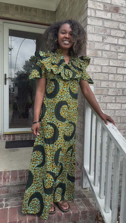 African Ankara Print Afro Hadassah Smoked Top Dress