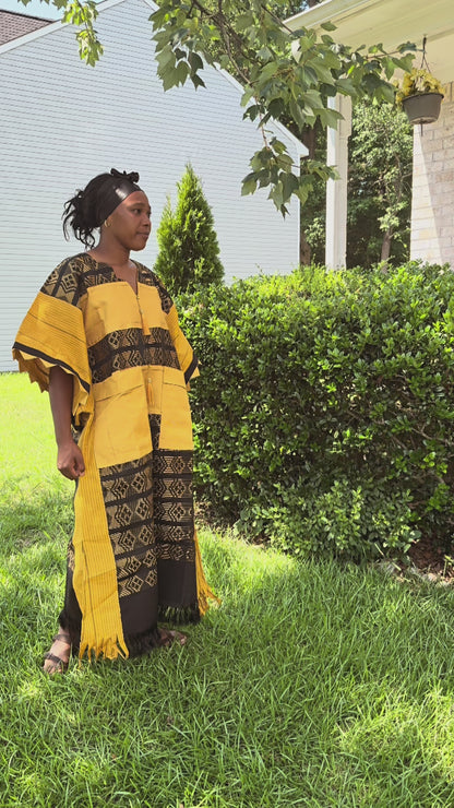 Special African Traditional Woven Aso-Oke/Kente Bubu Maxi Dress