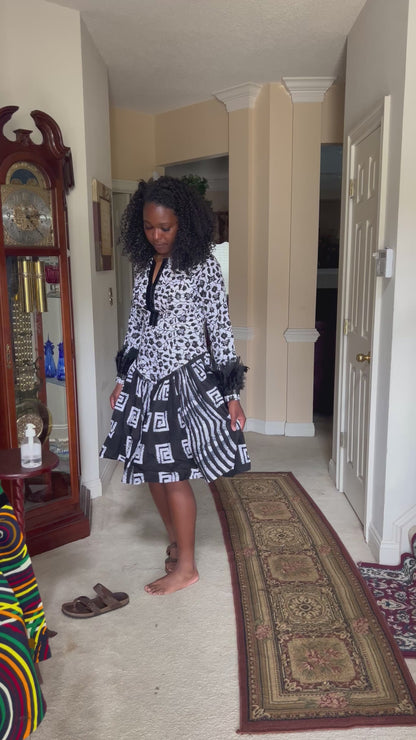 African Prints Ankara 2 Tones Afro Jemima Fit and Flare