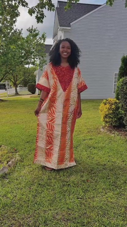 African Unique Damask Brocade with Sequins Boubou/Maxi Dress
