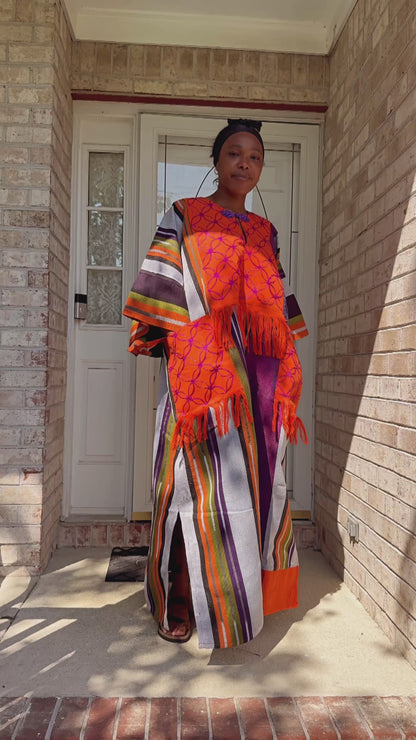 Special African Traditional Woven Aso-Oke/Kente Bubu Maxi Dress