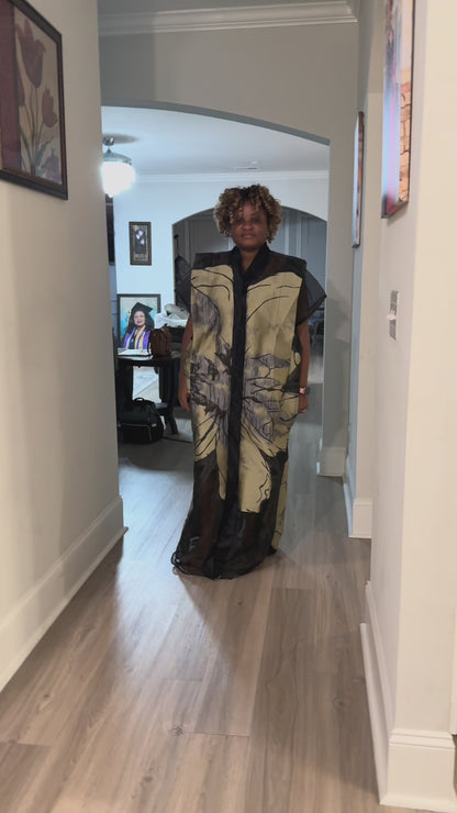 Luxury African Modern European Organza Brocade Bubu/Boubou Maxi Dress with Inner wear