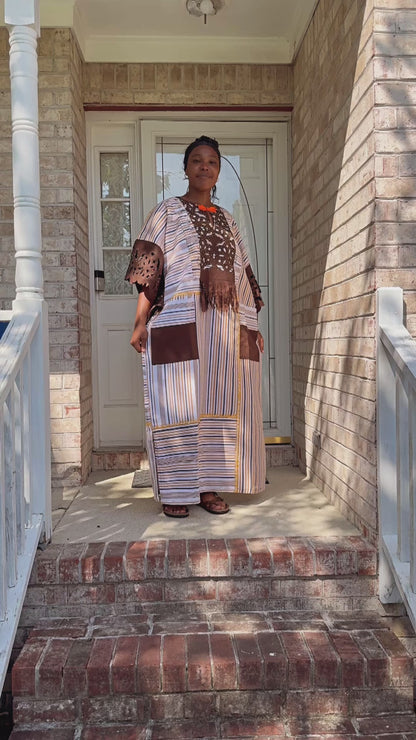 Special African Traditional Woven Aso-Oke/Kente Boubou Maxi Dress