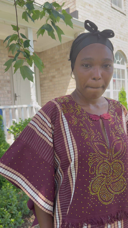 Unique African Traditional Woven  Aso-Oke/Kente  Bubu Maxi Dress