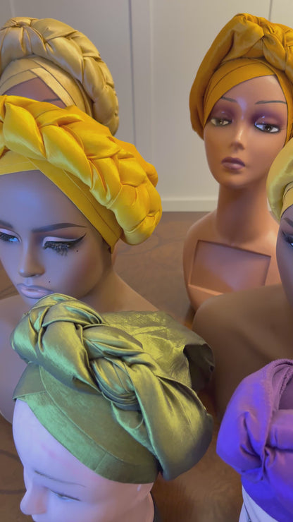 African Double Patterned Afro Abeke Turban/Hat/Cap