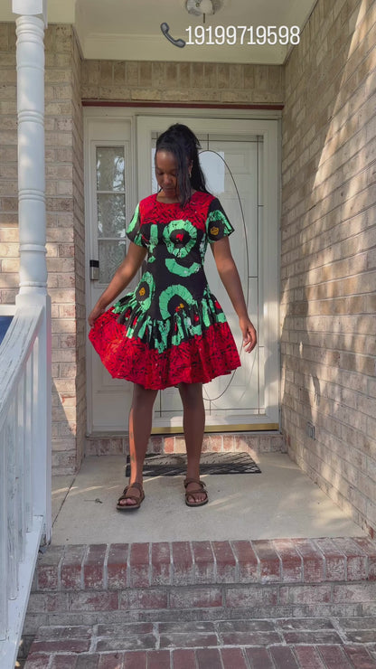 African  Print Ankara Tri Colored  Dress
