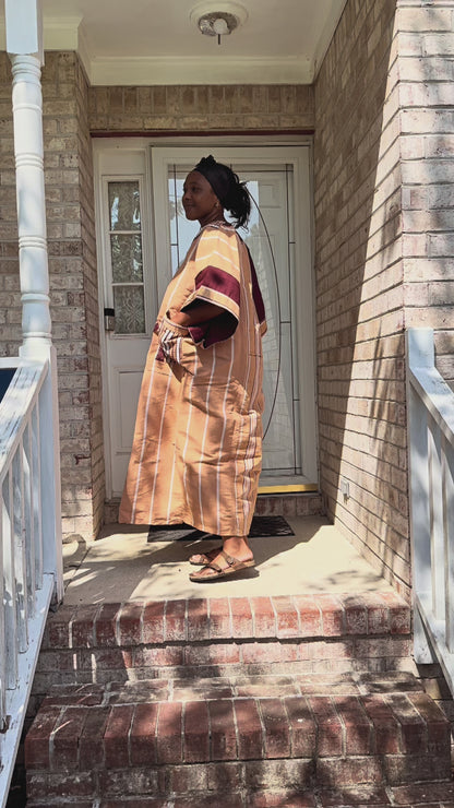 Special African Traditional Woven Aso-Oke/Kente Boubou Maxi Dress
