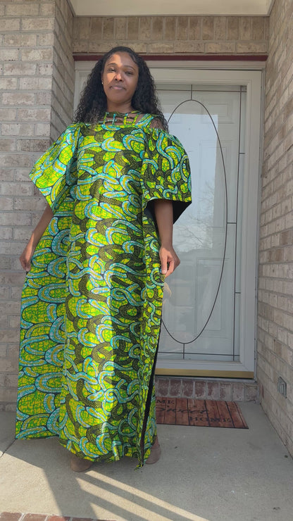 African Ankara Wax Print Basket Neck Bubu Dress Uniquely Designed