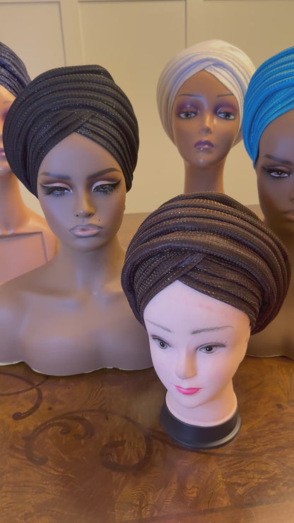 African glittering Step Patterned Turban