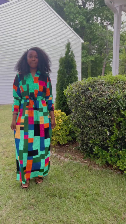 African Wax Print Ankara Tie Waist Sisi Eko Dress
