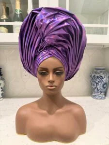 African Unique Liquid Metallic Auto Gele 1p
